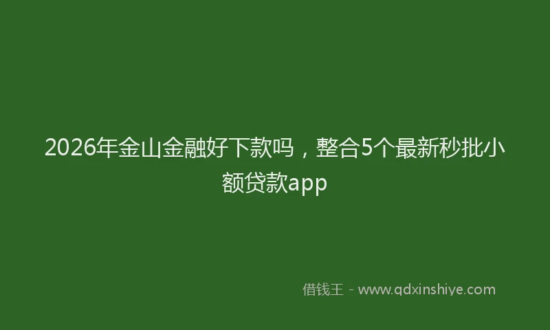 2026年金山金融好下款吗，整合5个最新秒批小额贷款app
