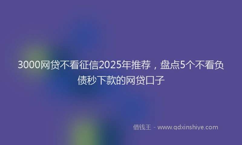 3000网贷不看征信2025年推荐，盘点5个不看负债秒下款的网贷口子