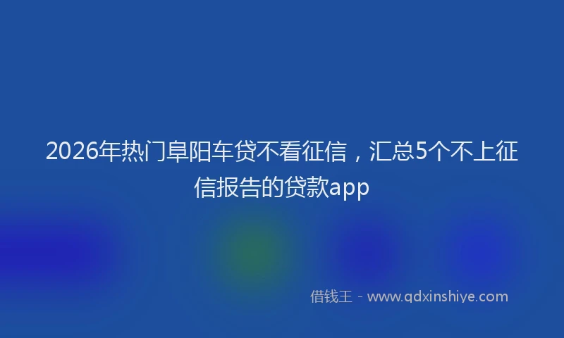 2026年热门阜阳车贷不看征信，汇总5个不上征信报告的贷款app