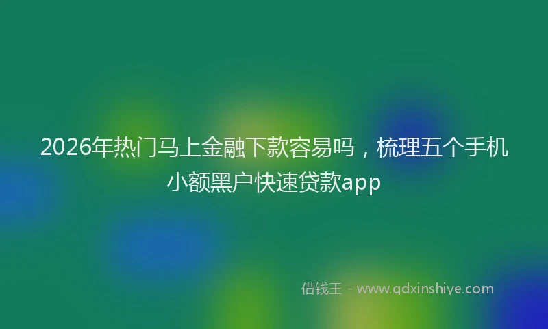 2026年热门马上金融下款容易吗，梳理五个手机小额黑户快速贷款app