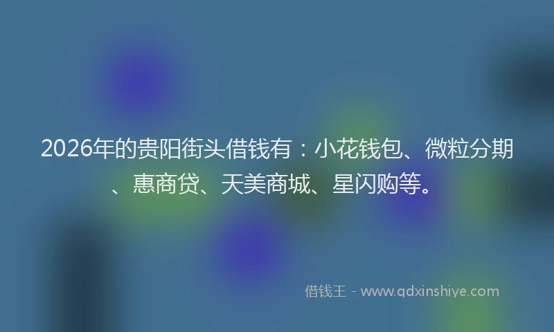 2026年的贵阳街头借钱有：小花钱包、微粒分期、惠商贷、天美商城、星闪购等。