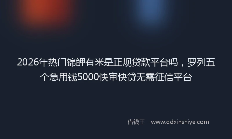 2026年热门锦鲤有米是正规贷款平台吗，罗列五个急用钱5000快审快贷无需征信平台