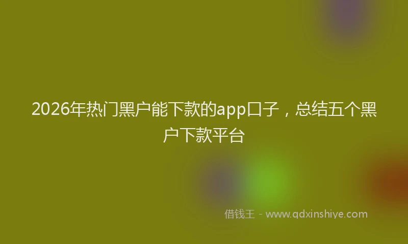 2026年热门黑户能下款的app口子，总结五个黑户下款平台