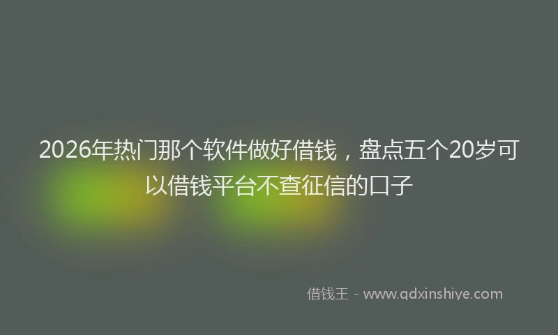 2026年热门那个软件做好借钱，盘点五个20岁可以借钱平台不查征信的口子