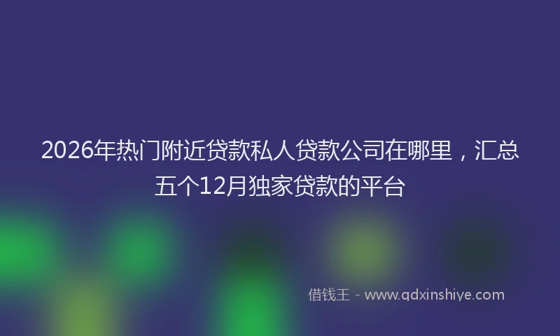 2026年热门附近贷款私人贷款公司在哪里，汇总五个12月独家贷款的平台