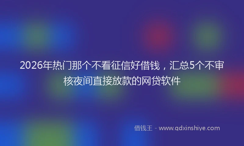 2026年热门那个不看征信好借钱，汇总5个不审核夜间直接放款的网贷软件