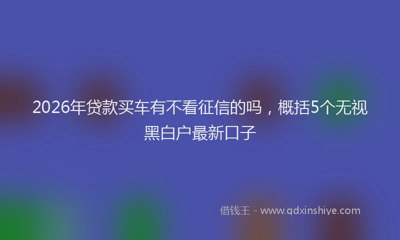 2026年贷款买车有不看征信的吗，概括5个无视黑白户最新口子