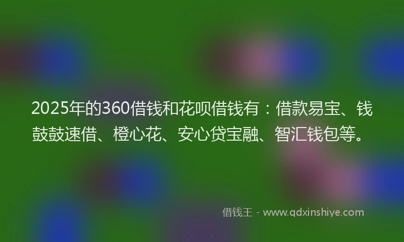 2025年的360借钱和花呗借钱有：借款易宝、钱鼓鼓速借、橙心花、安心贷宝融、智汇钱包等。