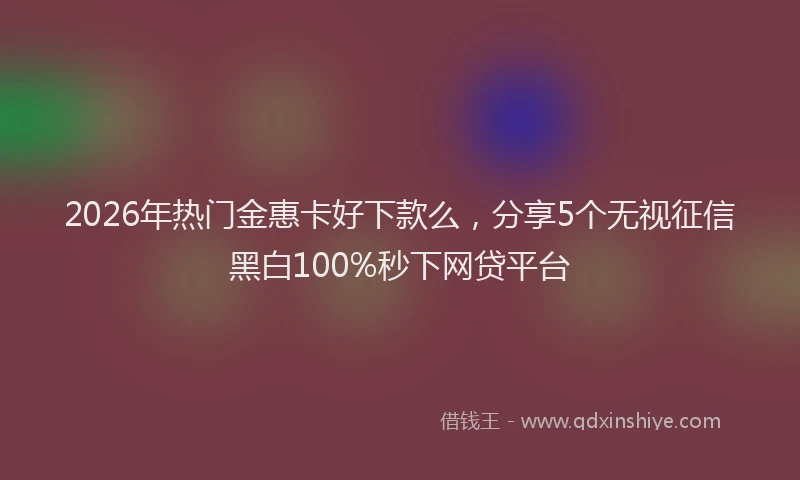 2026年热门金惠卡好下款么，分享5个无视征信黑白100%秒下网贷平台