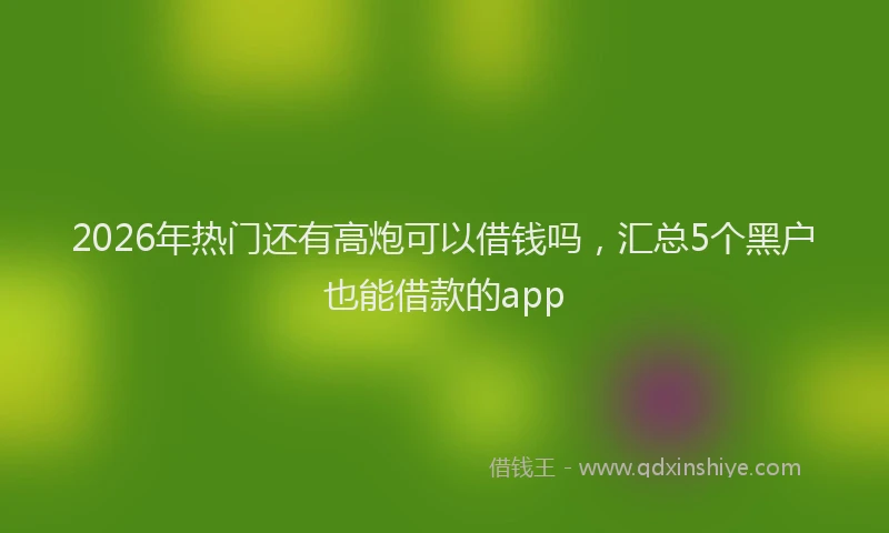 2026年热门还有高炮可以借钱吗，汇总5个黑户也能借款的app