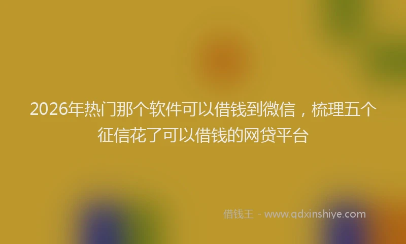 2026年热门那个软件可以借钱到微信，梳理五个征信花了可以借钱的网贷平台