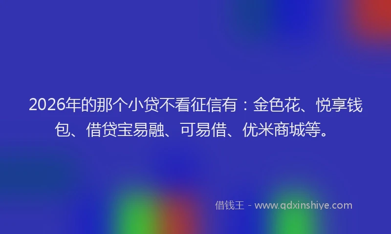2026年的那个小贷不看征信有：金色花、悦享钱包、借贷宝易融、可易借、优米商城等。