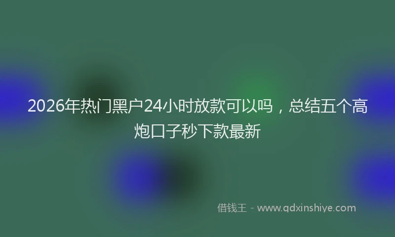 2026年热门黑户24小时放款可以吗,总结五个高炮口子秒下款最新