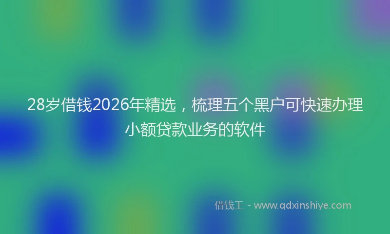 28岁借钱2026年精选，梳理五个黑户可快速办理小额贷款业务的软件