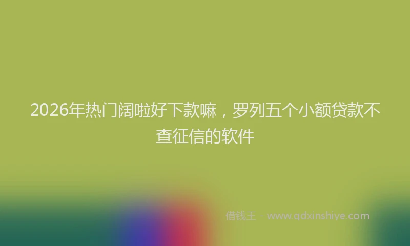 2026年热门阔啦好下款嘛，罗列五个小额贷款不查征信的软件