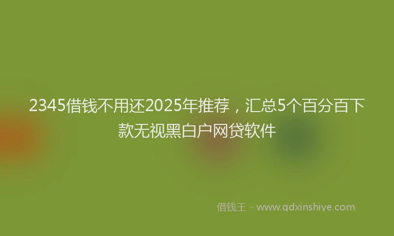 2345借钱不用还2025年推荐，汇总5个百分百下款无视黑白户网贷软件