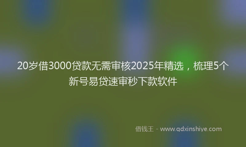 20岁借3000贷款无需审核2025年精选，梳理5个新号易贷速审秒下款软件