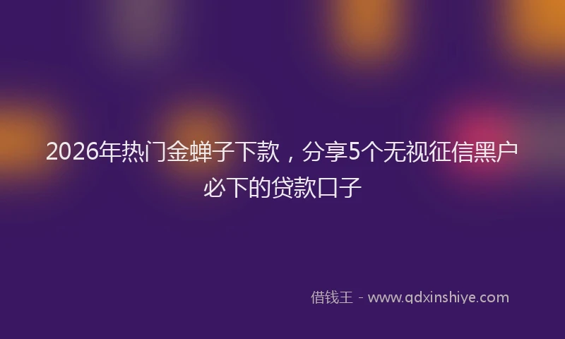 2026年热门金蝉子下款,分享5个无视征信黑户必下的贷款口子