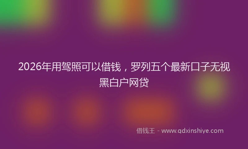 2026年用驾照可以借钱，罗列五个最新口子无视黑白户网贷