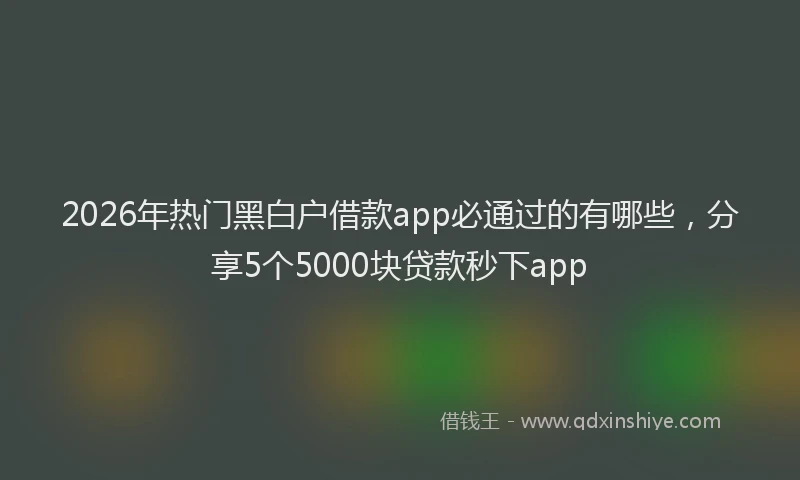 2026年热门黑白户借款app必通过的有哪些，分享5个5000块贷款秒下app