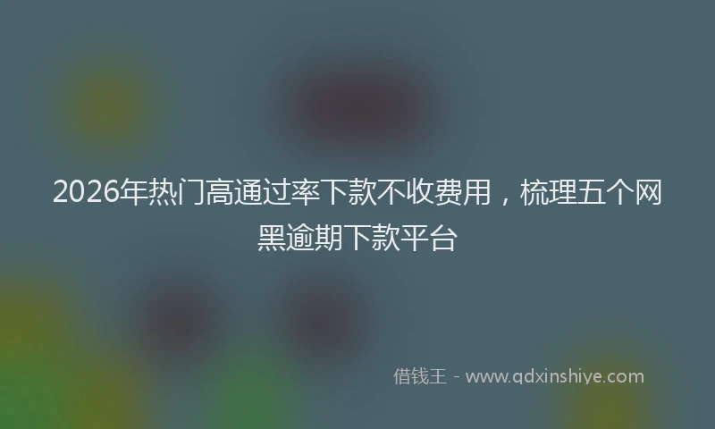 2026年热门高通过率下款不收费用，梳理五个网黑逾期下款平台