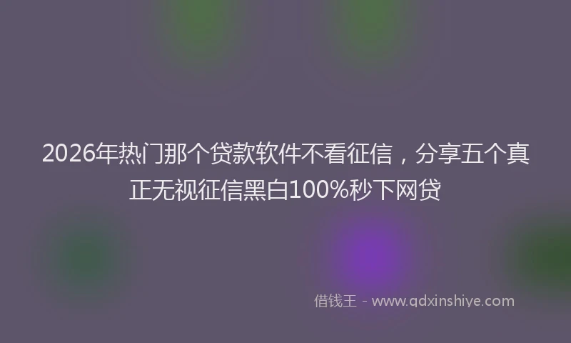 2026年热门那个贷款软件不看征信，分享五个真正无视征信黑白100%秒下网贷