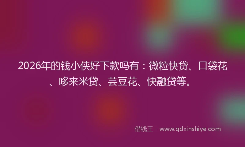 2026年的钱小侠好下款吗有：微粒快贷、口袋花、哆来米贷、芸豆花、快融贷等。