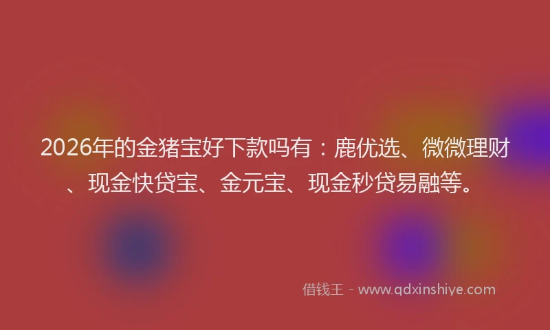 2026年的金猪宝好下款吗有：鹿优选、微微理财、现金快贷宝、金元宝、现金秒贷易融等。