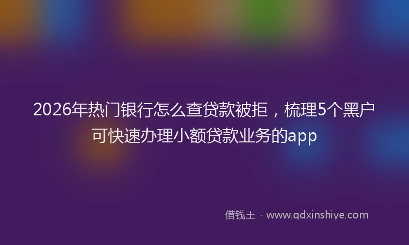 2026年热门银行怎么查贷款被拒，梳理5个黑户可快速办理小额贷款业务的app