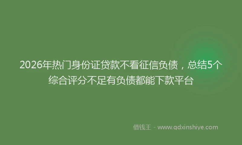 2026年热门身份证贷款不看征信负债，总结5个综合评分不足有负债都能下款平台