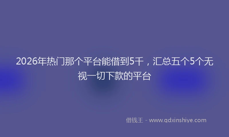 2026年热门那个平台能借到5千，汇总五个5个无视一切下款的平台