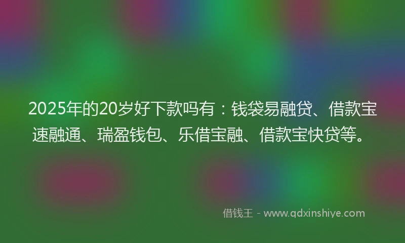 2025年的20岁好下款吗有：钱袋易融贷、借款宝速融通、瑞盈钱包、乐借宝融、借款宝快贷等。