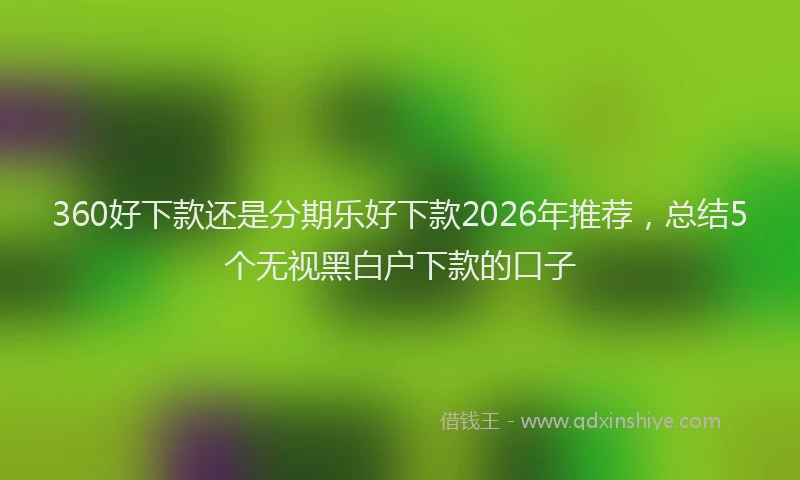 360好下款还是分期乐好下款2026年推荐，总结5个无视黑白户下款的口子