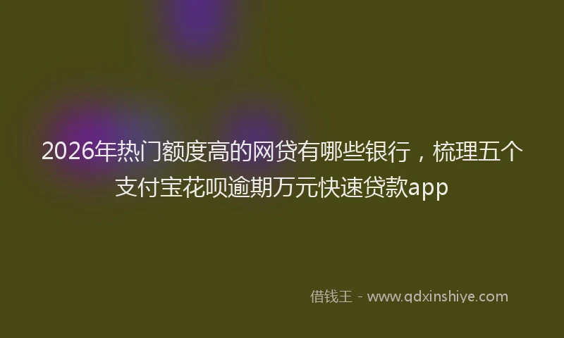 2026年热门额度高的网贷有哪些银行，梳理五个支付宝花呗逾期万元快速贷款app