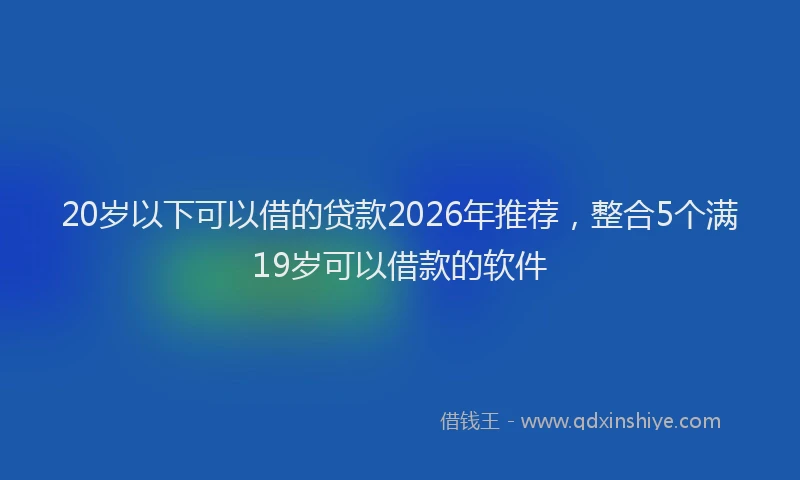 20岁以下可以借的贷款2026年推荐，整合5个满19岁可以借款的软件