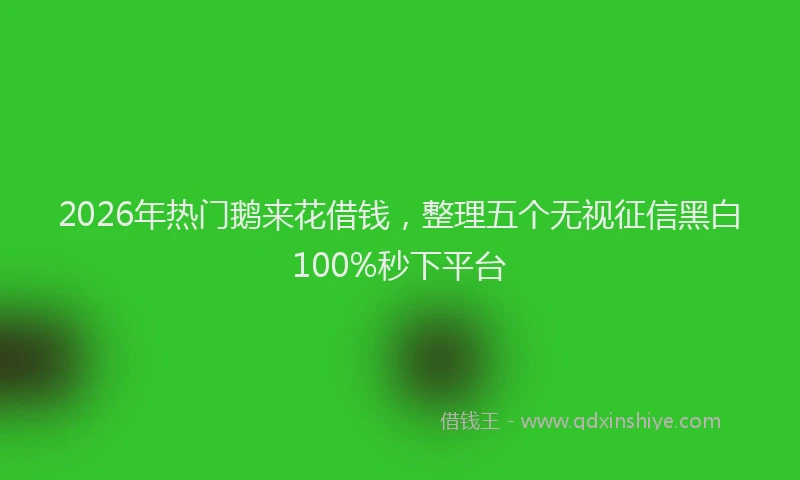 2026年热门鹅来花借钱，整理五个无视征信黑白100%秒下平台