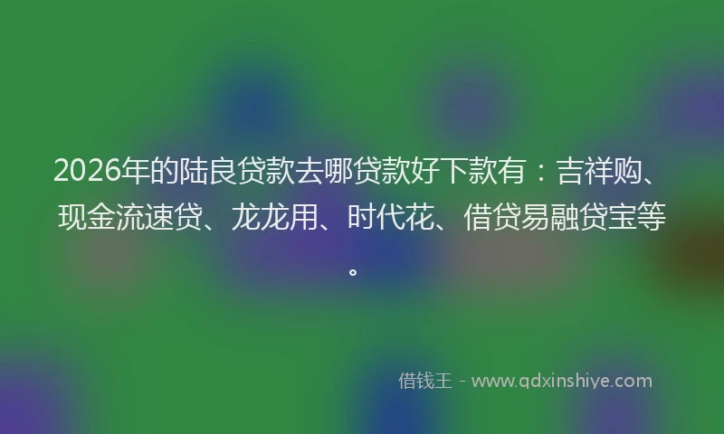 2026年的陆良贷款去哪贷款好下款有：吉祥购、现金流速贷、龙龙用、时代花、借贷易融贷宝等。
