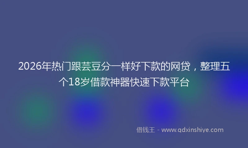 2026年热门跟芸豆分一样好下款的网贷，整理五个18岁借款神器快速下款平台