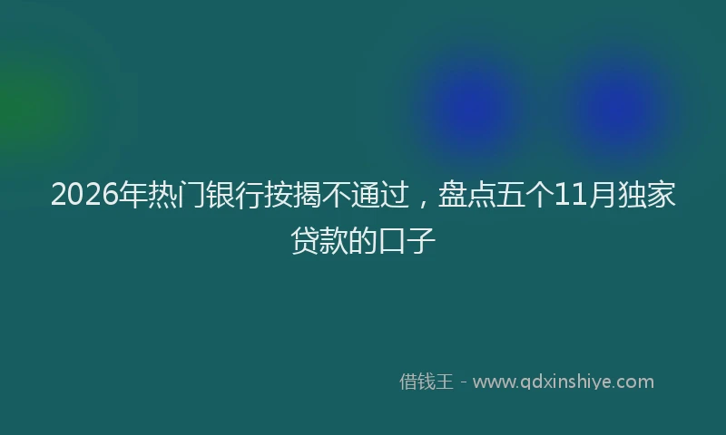 2026年热门银行按揭不通过，盘点五个11月独家贷款的口子