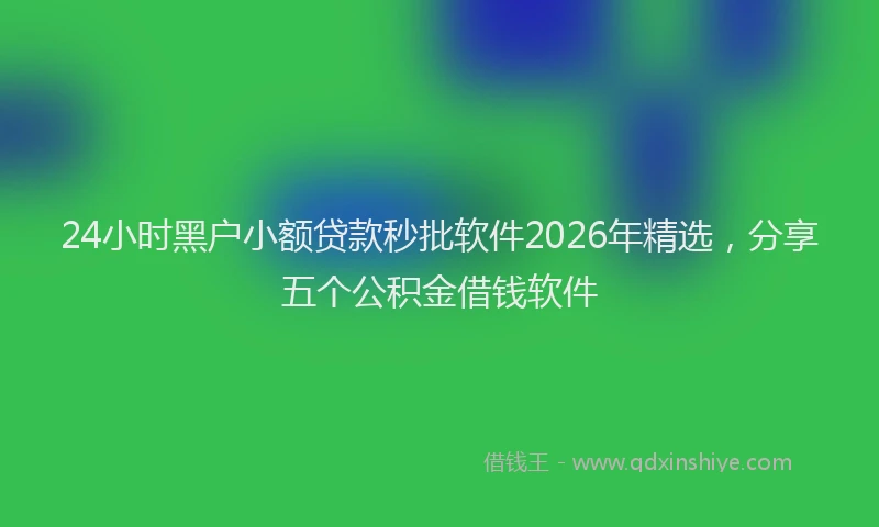 24小时黑户小额贷款秒批软件2026年精选，分享五个公积金借钱软件