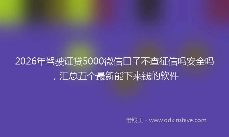 2026年驾驶证贷5000微信口子不查征信吗安全吗，汇总五个最新能下来钱的软件