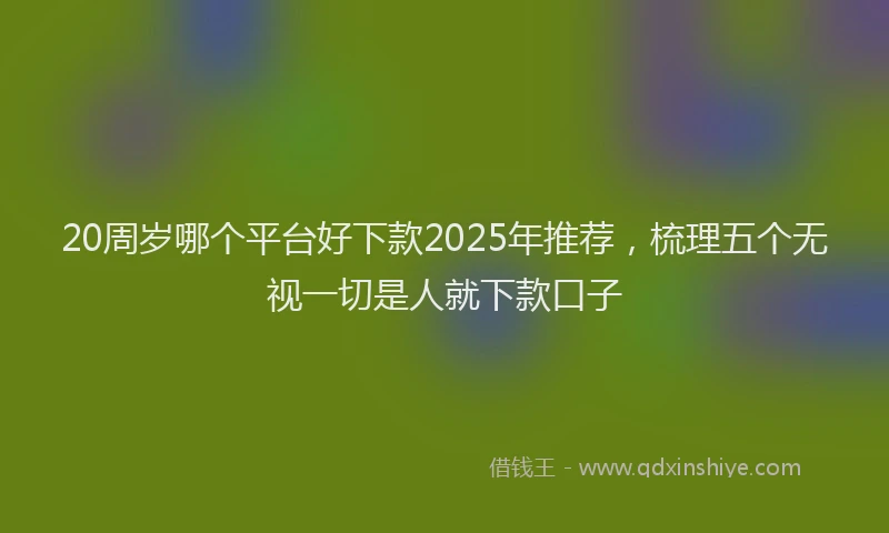 20周岁哪个平台好下款2025年推荐，梳理五个无视一切是人就下款口子