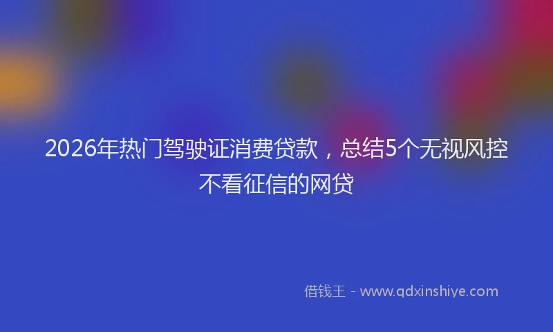 2026年热门驾驶证消费贷款，总结5个无视风控不看征信的网贷