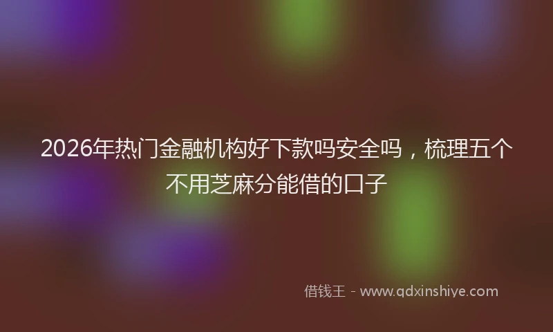 2026年热门金融机构好下款吗安全吗，梳理五个不用芝麻分能借的口子