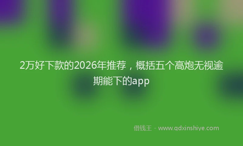2万好下款的2026年推荐，概括五个高炮无视逾期能下的app