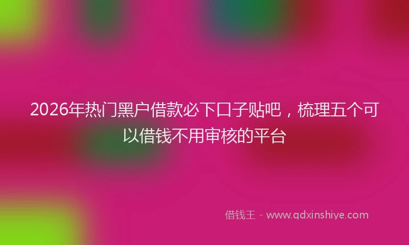 2026年热门黑户借款必下口子贴吧，梳理五个可以借钱不用审核的平台