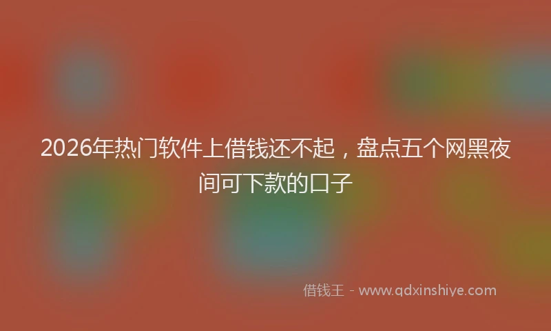 2026年热门软件上借钱还不起，盘点五个网黑夜间可下款的口子