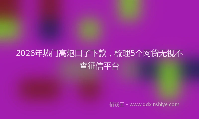 2026年热门高炮口子下款,梳理5个网贷无视不查征信平台