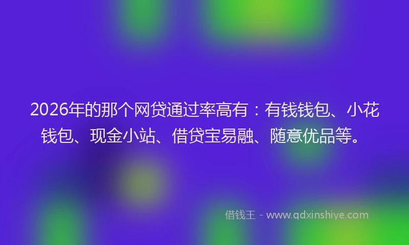 2026年的那个网贷通过率高有：有钱钱包、小花钱包、现金小站、借贷宝易融、随意优品等。