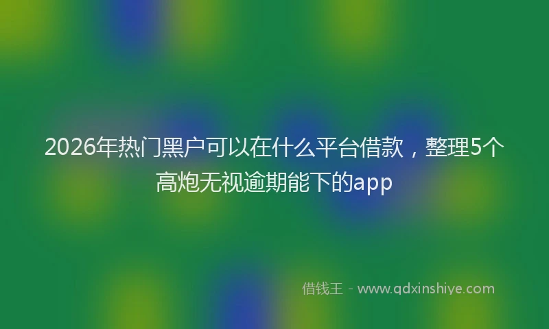 2026年热门黑户可以在什么平台借款，整理5个高炮无视逾期能下的app